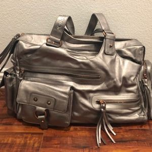 CBGB & OMFUG Silver Leather weekender bag!!